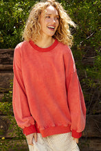 Load image into Gallery viewer, POL Vintage Washed Terry Knit top in Apple Red
