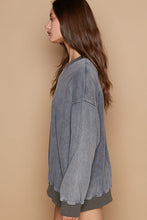 Load image into Gallery viewer, POL Vintage Washed Terry Knit top in Whale Grey
