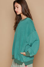 Load image into Gallery viewer, POL Vintage Washed Terry Knit top in Pine Green
