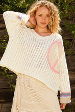 Load image into Gallery viewer, POL Textured Knit Sweater with Peace Sign patch in Ivory Multi
