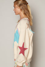 Load image into Gallery viewer, POL OVERSIZED Knit Sweater with Fringe Star Pattern in Pale Beige
