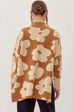 Load image into Gallery viewer, Jodifl Two Toned Large Flower Print Knit Sweater in Toffee/Ivory ON ORDER
