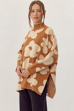 Load image into Gallery viewer, Jodifl Two Toned Large Flower Print Knit Sweater in Toffee/Ivory ON ORDER
