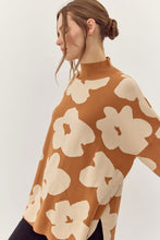 Load image into Gallery viewer, Jodifl Two Toned Large Flower Print Knit Sweater in Toffee/Ivory ON ORDER
