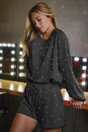 Oddi Acid Washed Shorts with Pearl Embellishments in Washed Black FINAL SALE