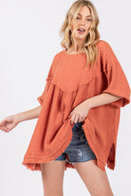 Load image into Gallery viewer, Sewn+Seen Oversized Cotton Gauze Baby Doll Top in Burnt Orange
