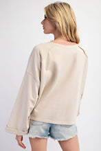 Load image into Gallery viewer, Easel Terry Knit Top with Front Flower Patch in Ecru
