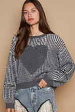 Load image into Gallery viewer, POL Knitted Sweater with Heart Patch Front in Charcoal
