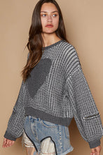 Load image into Gallery viewer, POL Knitted Sweater with Heart Patch Front in Charcoal
