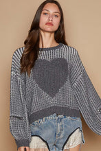 Load image into Gallery viewer, POL Knitted Sweater with Heart Patch Front in Charcoal
