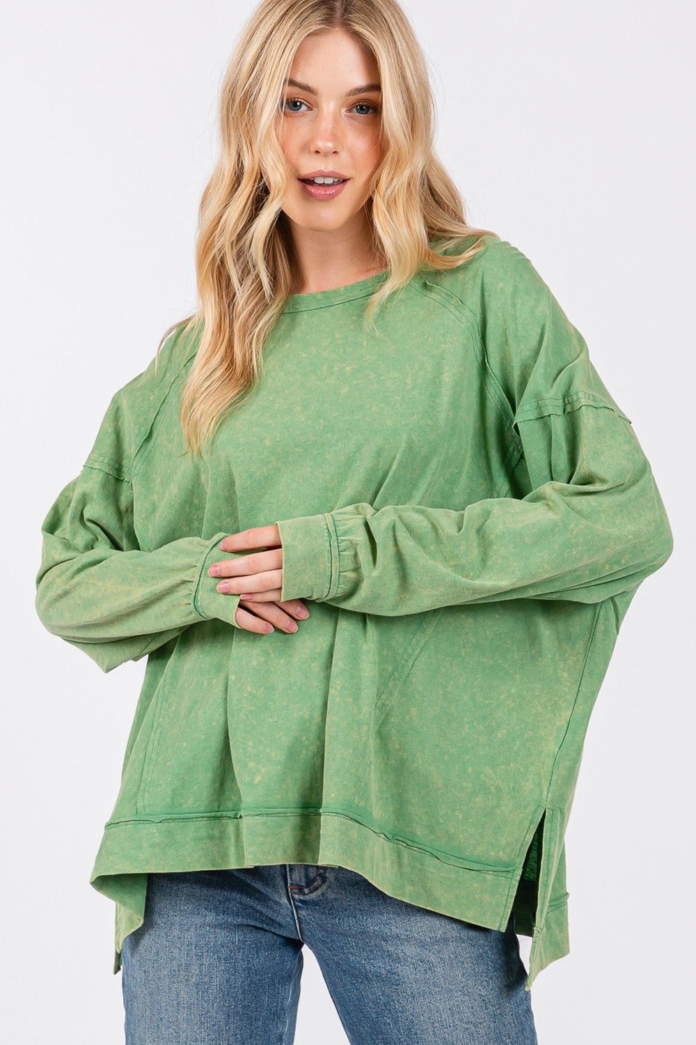 Sage+Fig OVERSIZED Mineral Washed Top in Kelly Green ON ORDER