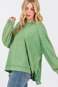 Sage+Fig OVERSIZED Mineral Washed Top in Kelly Green