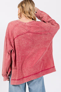 Sage+Fig OVERSIZED Mineral Washed Top in Indian Red