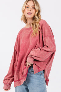 Sage+Fig OVERSIZED Mineral Washed Top in Indian Red ON ORDER