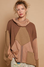 Load image into Gallery viewer, POL OVERSIZED Mixed Fabric Sweater Top in Cocoa
