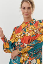 Load image into Gallery viewer, Jodifl Flower Print Bubble Sleeve Top in Rust
