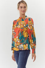 Load image into Gallery viewer, Jodifl Flower Print Bubble Sleeve Top in Rust
