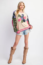 Load image into Gallery viewer, Easel Soft Washed Mix N Match Fabric Flower Patch Top in Beige
