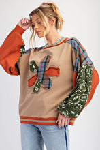 Load image into Gallery viewer, Easel Soft Washed Mix N Match Fabric Flower Patch Top in Mushroom
