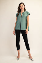 Load image into Gallery viewer, GiGio Solid Color Top with Contrasting Piping Details in Teal
