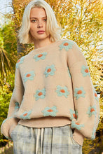 Load image into Gallery viewer, POL OVERSIZED Floral Daisy Pattern Sweater in Toasted Almond
