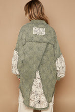 Load image into Gallery viewer, POL OVERSIZED Twill Shacket with Crochet Patches in Olive Multi
