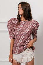 Load image into Gallery viewer, BiBi Floral Jacquard Woven Top in Red Bean
