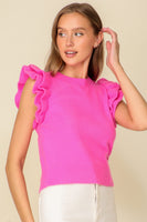 Lumiere Solid Color Sleeveless Sweater Top in Hot Pink FINAL SALE