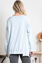 Load image into Gallery viewer, BlueVelvet Cotton Terry Knit Top with Patchwork Details in Sky Blue
