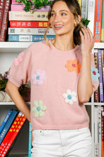 Load image into Gallery viewer, Vine &amp; Love Sweater with Flowers in Pink
