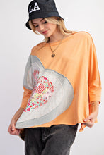 Load image into Gallery viewer, Easel OVERSIZED Heart Patched Knit Top in Apricot
