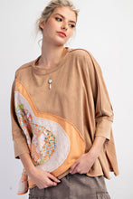 Load image into Gallery viewer, Easel OVERSIZED Heart Patched Knit Top in Almond
