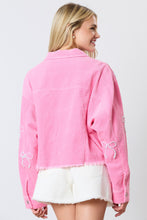 Load image into Gallery viewer, Peach Love CROPPED Corduroy Jacket with Pearl Bows in Candy Pink
