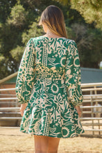 Load image into Gallery viewer, Oddi Tropical Print Mini Dress in Green White Combo
