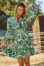 Load image into Gallery viewer, Oddi Tropical Print Mini Dress in Green White Combo
