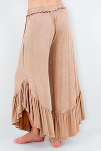 J.Her Mineral Washed Big Ruffle Pants in Taupe