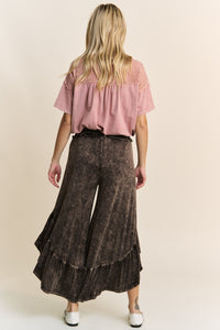 J.Her Mineral Washed Big Ruffle Pants in Black