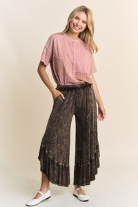 J.Her Mineral Washed Big Ruffle Pants in Black