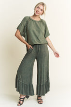 Load image into Gallery viewer, J.Her Mineral Washed Big Ruffle Pants in Olive
