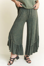 Load image into Gallery viewer, J.Her Mineral Washed Big Ruffle Pants in Olive
