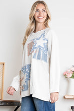 Load image into Gallery viewer, BlueVelvet Cotton Terry Knit Top with Patchwork Details in Cream
