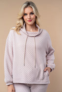 White Birch Solid Color Textured High Neck Top in Stone FINAL SALE