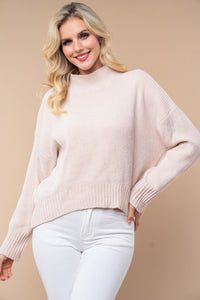 White Birch Solid Color Knit Sweater in Oatmeal