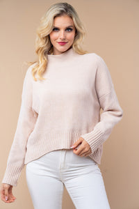 White Birch Solid Color Knit Sweater in Oatmeal