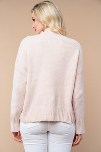 White Birch Solid Color Knit Sweater in Oatmeal