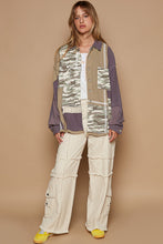 Load image into Gallery viewer, POL OVERSIZED Contrasting Print Twill Jacket in Camo/Charcoal
