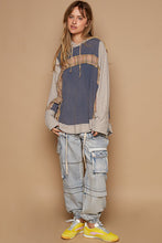 Load image into Gallery viewer, POL OVERSIZED Cotton and Plaid Hooded Top in Ocean Blue
