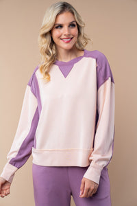 White Birch Color Block Scuba Knit Top in Apricot