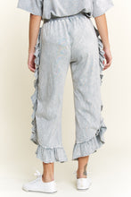 Load image into Gallery viewer, J.Her Mineral Washed Side Ruffle Cropped Pants in Silver Grey
