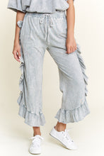 Load image into Gallery viewer, J.Her Mineral Washed Side Ruffle Cropped Pants in Silver Grey
